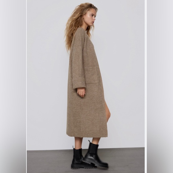 Zara long knitted coat - Picture 4 of 8